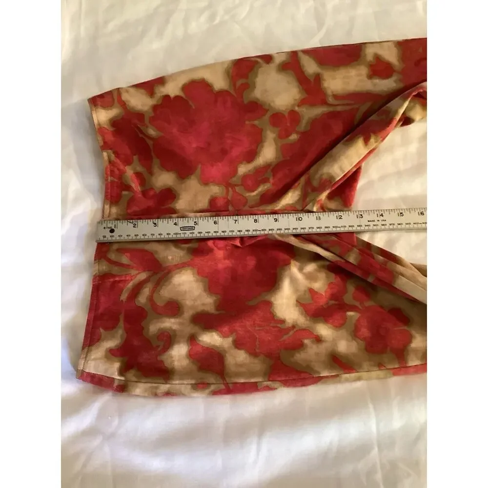 Sigrid Olsen Sport Women's Pink/Beige Floral Pattern‎ Ankle Pant Slacks SZ 6